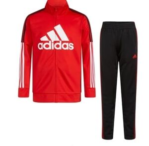 New! ADIDAS Boys 2-Piece Red Track Suit Set Pants & Jacket Tricot Set Xl Sz 18